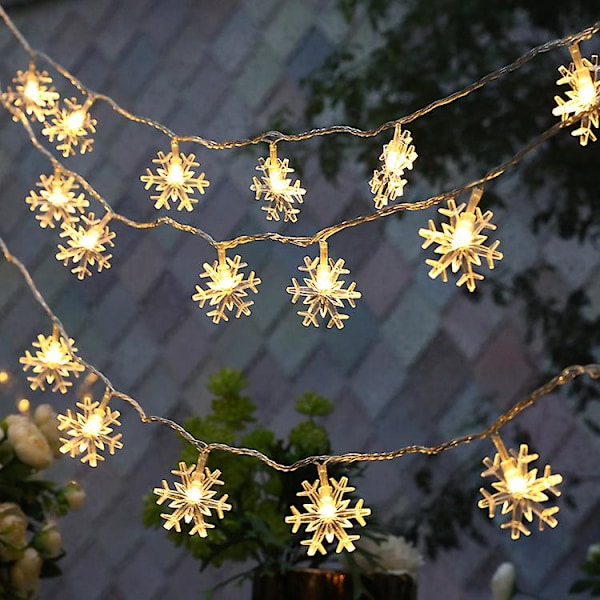 LED Utomhus Inomhus Snöflingor Ljusslinga Vattentät USB Festljus Fairy Ljusslinga Varmvit 1,5m 10 Lampor