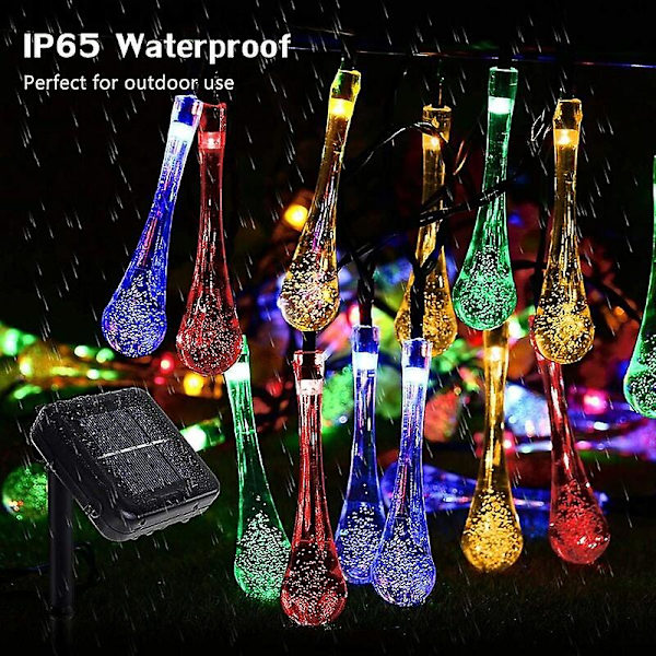 -5 Meter 20 Lights Solar Teardrop String Lights Vattentät Utomhusdekoration Landskap Trädgård Festligt bröllop -5 Meter 20 Lights