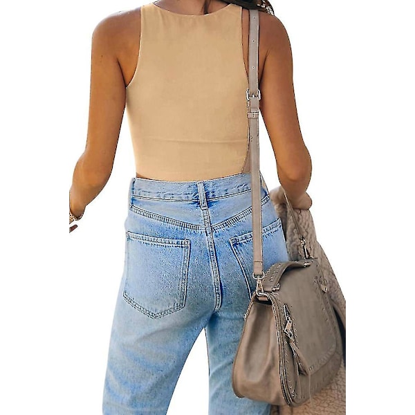 Ermeløs vest for kvinner Solid Short Tank Tops 2XL Khaki