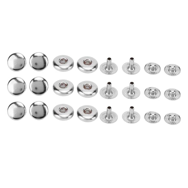 200-set tryckknappar 8 mm stark koppar utsökt glans allmänt använda läderknappar för kläder, väskor, läder, silver