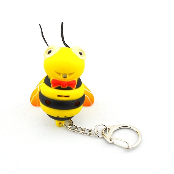 Innovatiivinen elektroninen mehiläisen muotoinen avaimenperä valolla ja äänellä (keltainen+musta - satunnainen tyyli)