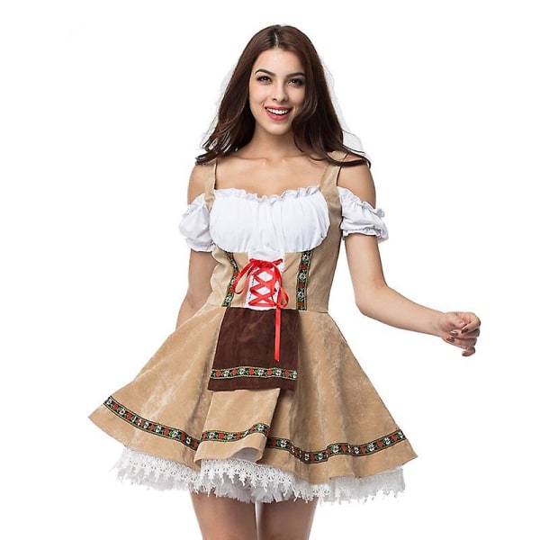 Dame Oktoberfest kostume Tyskland bayersk øl Servitrice Tjenerpige Tjener Cosplay Parade Tavern Carnival Fancy festkjole XXXL