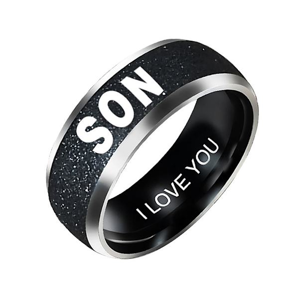 Mode Mamma Pappa Dotter Son Bokstäver Band Rostfritt stål Familjemedlem Ring Dad US 12
