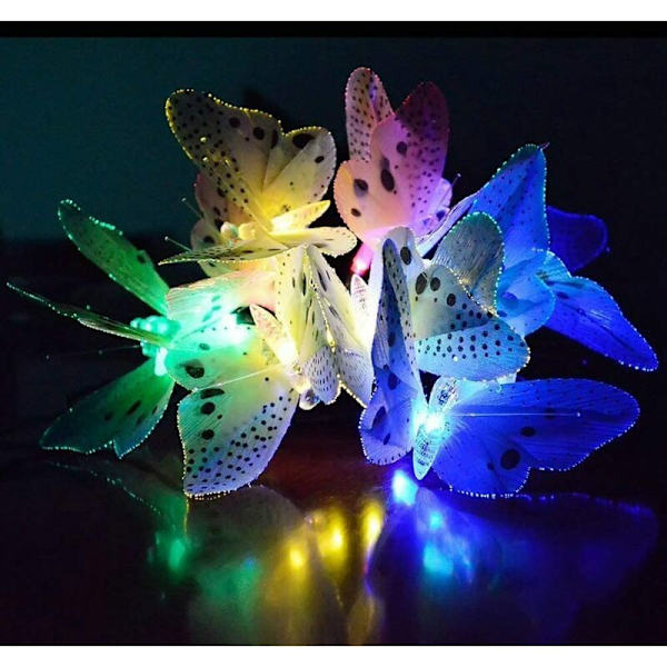 12led Solar Butterfly String Lights röd, gul, blå och grön Solar Multicolor LED Butterfly String Lights Fyra färger