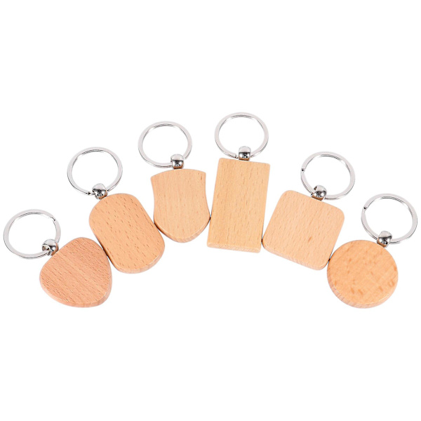 6 stk tomme trænøgleringe Personlig gør-det-selv nøglering Supplies Souvenirgave