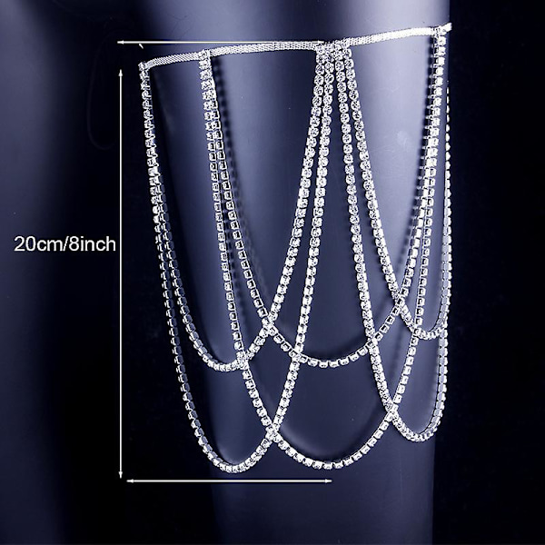 Leg Dekor Lagdelt Kroppskjede Med Elastisk String Legering Rhinestones smykker Silver