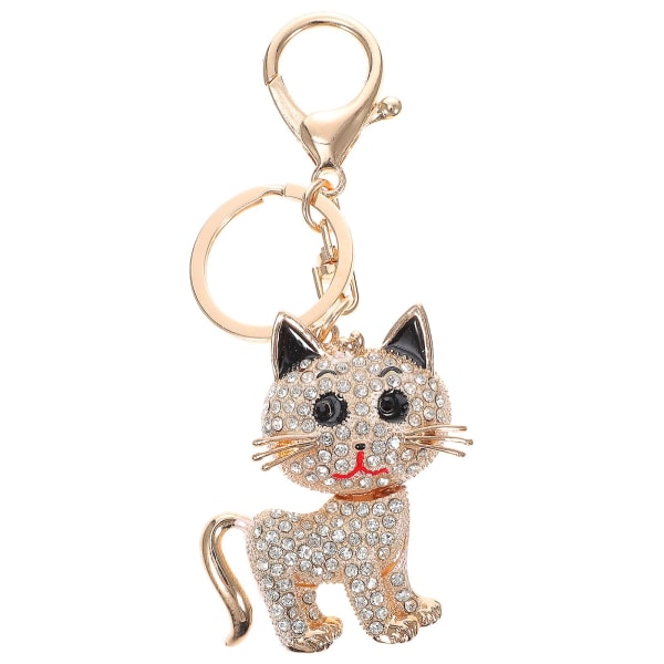 Kreativ diamantbelagt nøkkelring Katteformet sjarmnøkkelringpose Anheng Smykketilbehør Bildekorasjon (champagne)