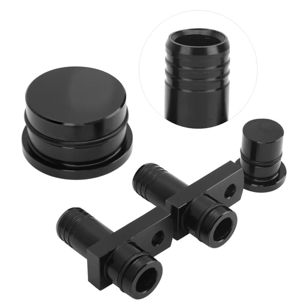 PCV Reroute Fitting med Reroute Port Plug og Resonator Plug til GM Duramax 6.6L 2004.5 til 2010 Sort