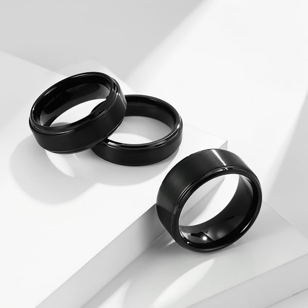 6 mm borstad volframstål svartpläterad matt ring