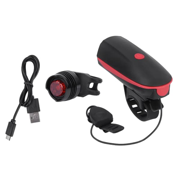 Vanntett USB-oppladbar sykkelhodelykt med horn
