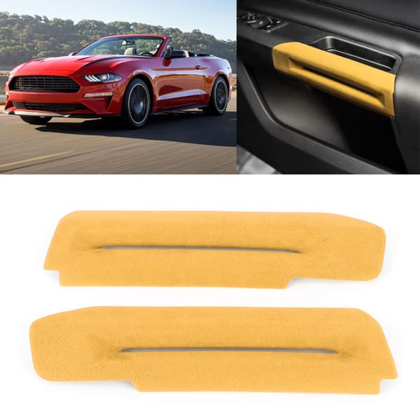 Semsket Dør Armlene Deksel Interiør Panel Trim Lys Gul for Ford Mustang 2015 2020