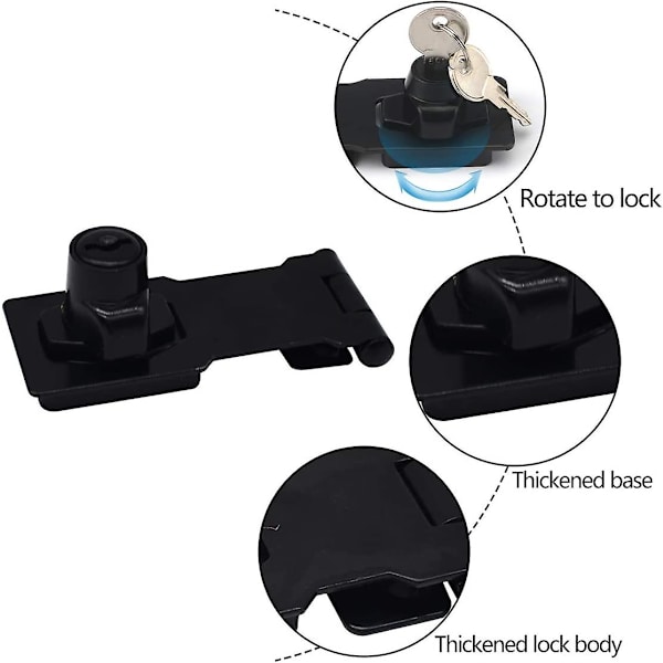 3 delar Låsning Hasp Zinklegering Hänglås Hasp Låda Skåp Lås Dörr Bult Spärr Spänne Med Hänglås Och Nyckel Låsning Hasp För Dörrar Skåp Låda