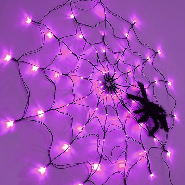 Halloween Led lilla edderkoppespindlampe med edderkopper, 8 mønstre