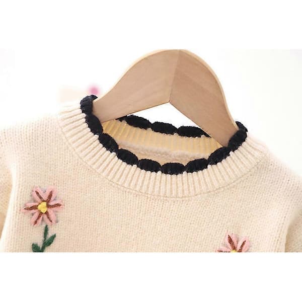 Piger Drenge Grim Juletrøje Jule Sweatshirt Langærmet Strikket Pullover BEIGE 90CM