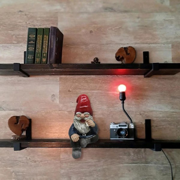 Miniatyrstaty Gubben Vitt Skägg Sittställning Harts Gubben Elf Ornament Bordsdekor