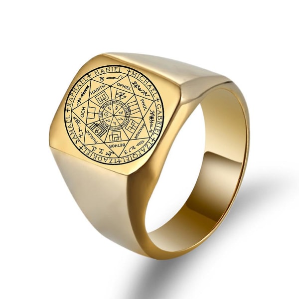 Seglene til de syv erkeenglerringene Beskyttelse av amulettforseglingen Solomon Kabbalah Gaver for kvinner i rustfritt stål, polert bånd Gold