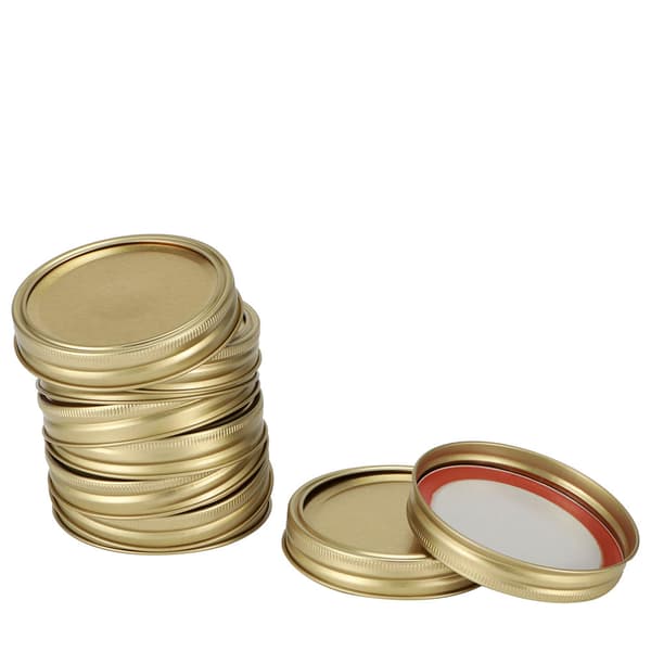 Glasburk Konserveringslock 10st 70mm Guld Cirkulär Ring Skyddsplatta