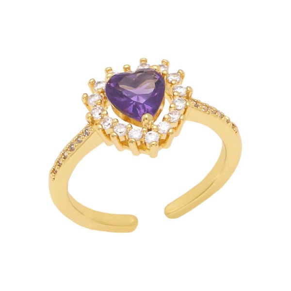 Ring Vintage Zircon Heart Stud Fashion smykker Ac9941 purple
