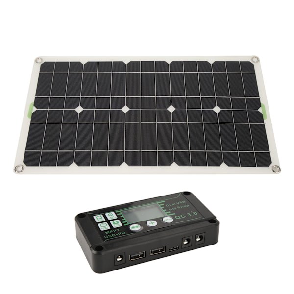 Bobilsolcellepanel 250W Mono Solcelleladerpanel Dobbel USB-port for billading med 30A kontroller