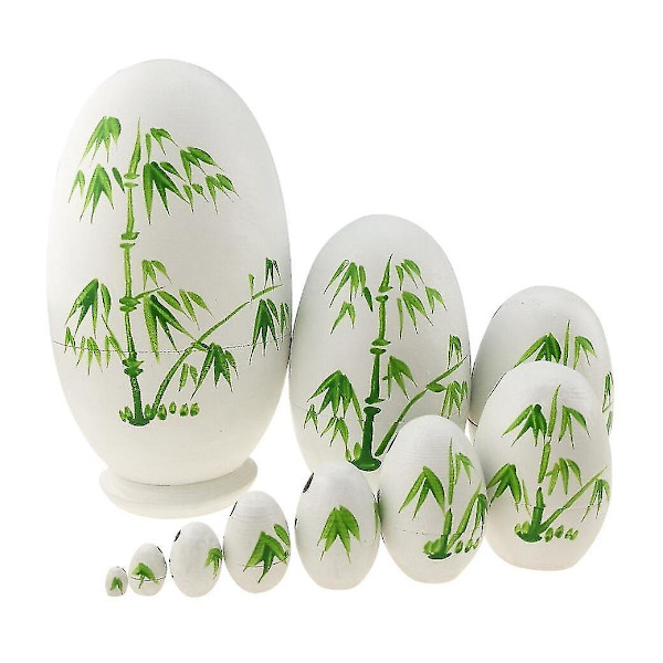 Sæt 10 stk Cute Panda Egg Shape Træ stablelegetøj