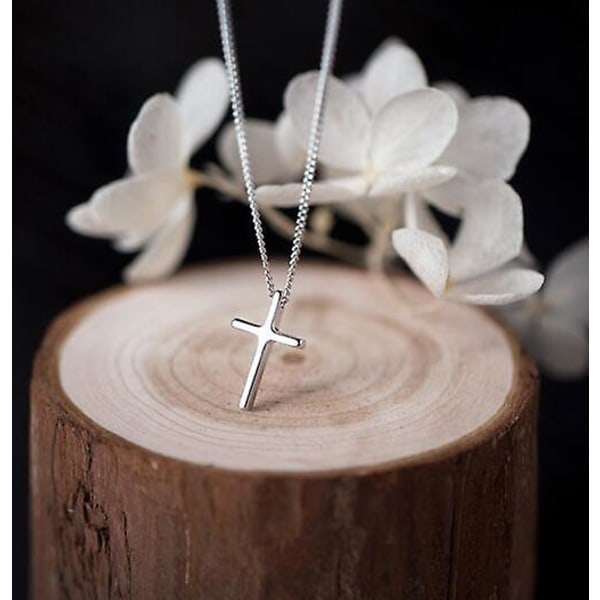 925 sterling sølv kors anheng halskjede for menn kvinner kristne smykker kors halskjede 15,7 tommer