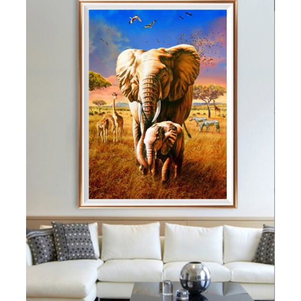 Diamantmaleri af elefantdyr (30*40 cm)