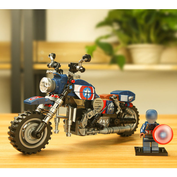 Harley byggeklodser motorcykel lokomotiv model legetøj dreng gave ([Medium] US team mounts [245 partikler] + gave),