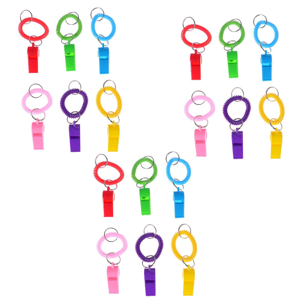 18 stk Nøkkelanheng Kreativ Plastfløyter Spiralarmbånd Fargerik Nøkkelring Nøkkelanheng For Barn Barn Venner