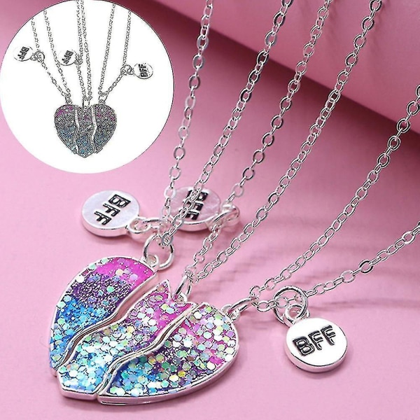 3st/ set Best Friends Dolphin Halsband Split Heart Puzzle Pendant Girls Accessoar Present