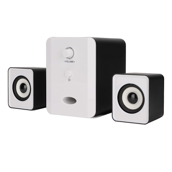 USB-drevne computerhøjttalere med subwoofer til PC, bærbar computer, tablet, Dazzle Version, sort/hvid