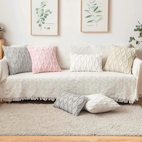 Ahaha sett med 2 dekorative fløyelsputetrekk Sofa Putetrekk 45x45 cm Blå