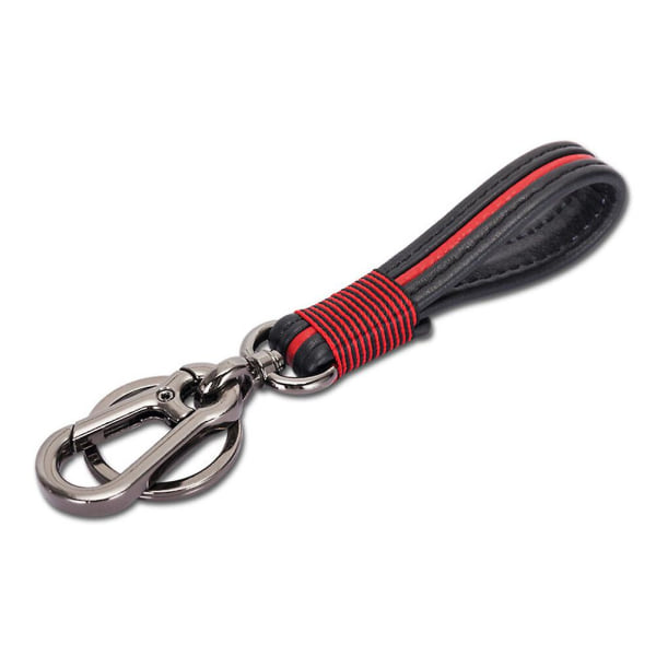 Nyckelring i läder Metallnyckelring för hemmet (svart och rött)