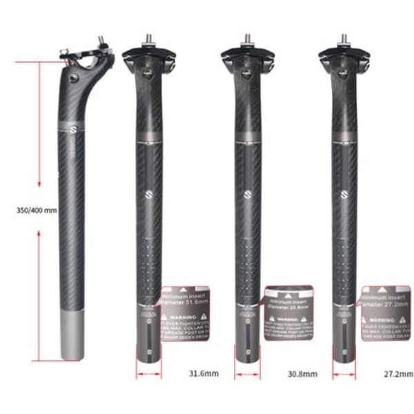 Cykelsadelstolpe Kolfiber Cykelsits rör Justerbar cykelstolpe med justerbara sadelstolpar för MTB Road Bike City