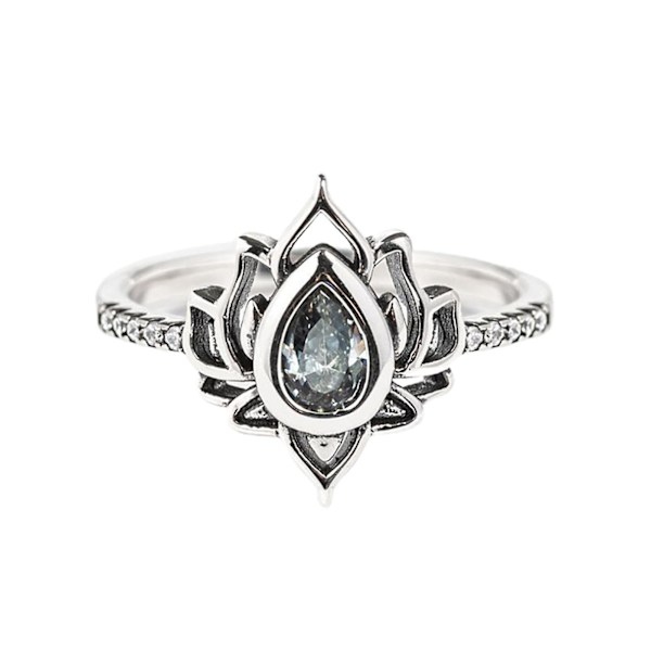 Dam Ring Glänsande Rhinestone Water Drop Shape Vintage Knuckle Ring för fester White US 10