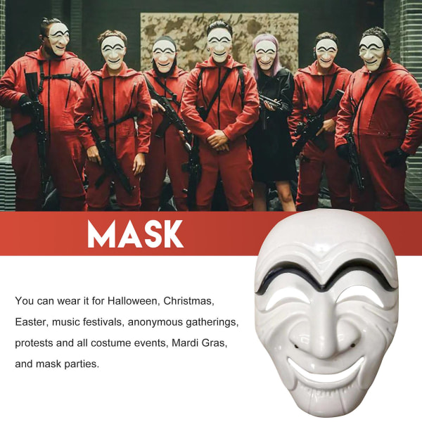 Money Heist Mask Unisex Halloween-kostyme-rekvisitter Hodeplagg
