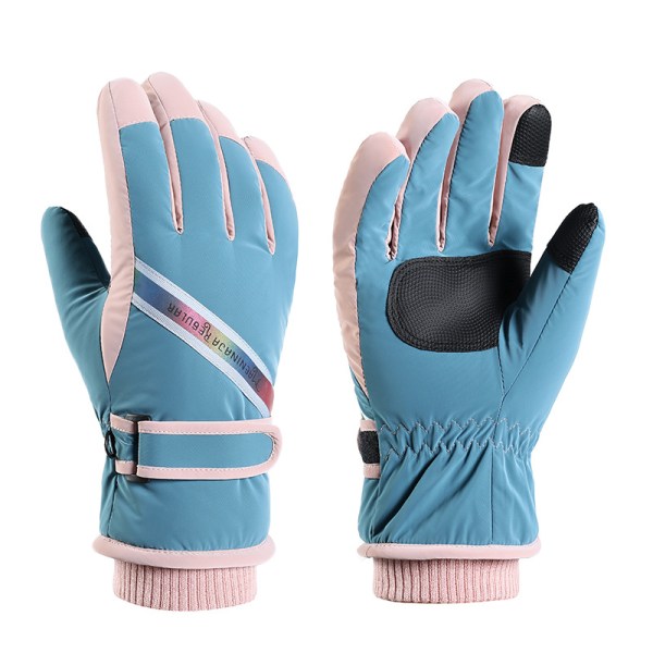 Kvinders skihandsker vinter plus fløjl tyk reflekterende udendørs sport ridning varm vind og kolde handsker blå