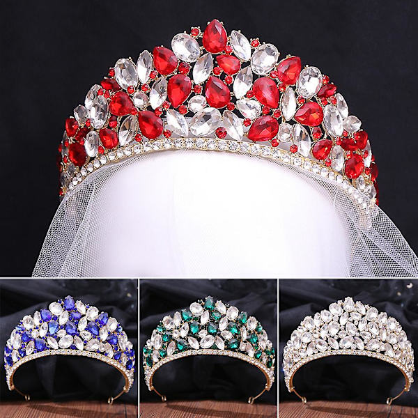 Rhinestones Crown med iøjnefaldende design Udsøgt pandebåndsdragt til kvinder Gold