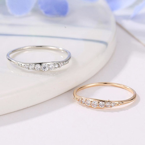 Kvinder Mænd Legering Plating Zircon Indlagt Finger Ring Party Smykker Tilbehør Gave Golden Us7