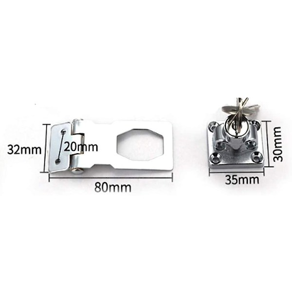 Nyckellås Hasp, Heavy Duty Hasp Clip med inbyggt lås, självlåsande dörrlås för fönsterdörr, husdjursburskåp