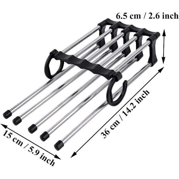 Black Magic Pants Rack (2st) Variation Multifunktionell Teleskopisk hopfällbar garderob Platssparande hängare Flera byxställ Rostfritt stål Multifunktion