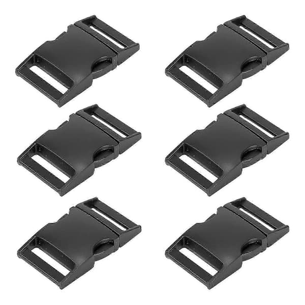 6 stk. Paracord armbåndsspænder 6 stk. Metal Quick Release spænder Bæltespænde, 1 tomme sort