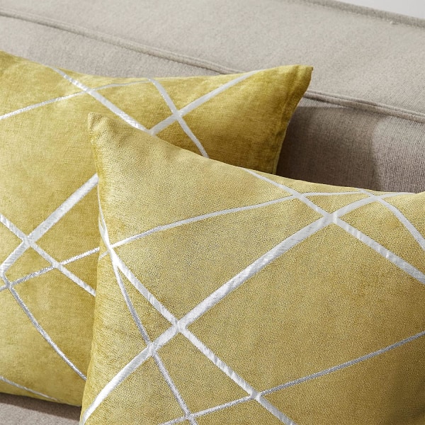 Dekorativ soffa örngott, soffa tjock kudd örngott, fyrkantig grå lyx kuddar 2 set 65*65 cm Jaune