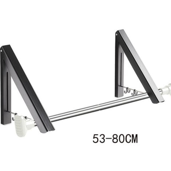 Infällbart klädställ - Väggmonterat hopfällbart klädställ, aluminium, 2 ställ med stång (53-80 cm)