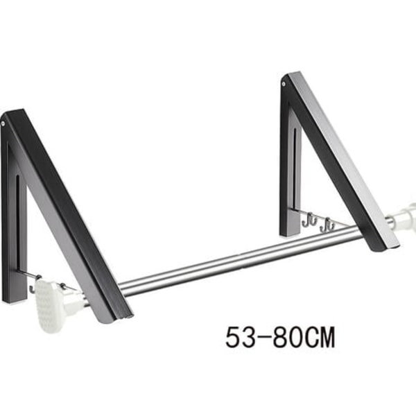 Uttrekkbart klesstativ - Veggmontert sammenleggbart klesstativ, aluminium, 2 stativer med stang (53-80 cm)