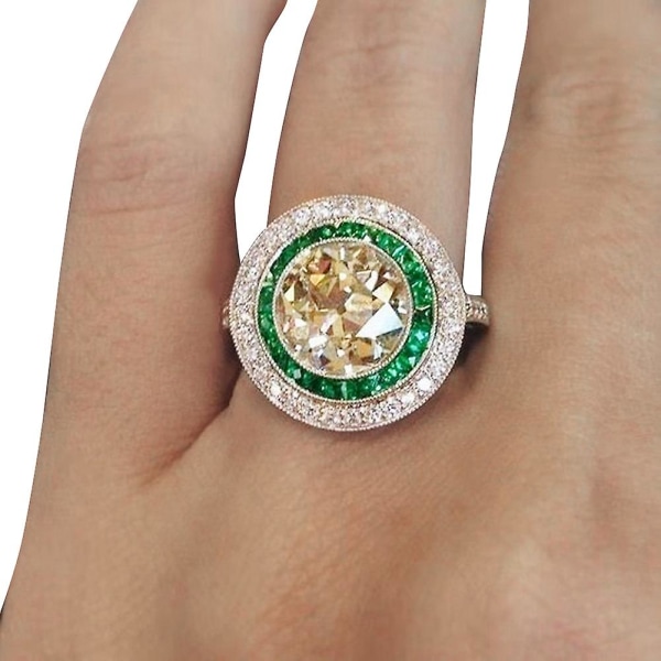 Mode Kvinder Store Runde Multicolor Cubic Zirconia Engagement Finger Ring smykker US 8