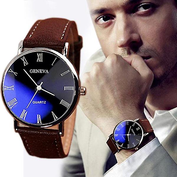 2022 Mode watch män romerska siffror Blu-ray konstläderband Quartz Business Minimalistiska herrklockor Relogio Masculino