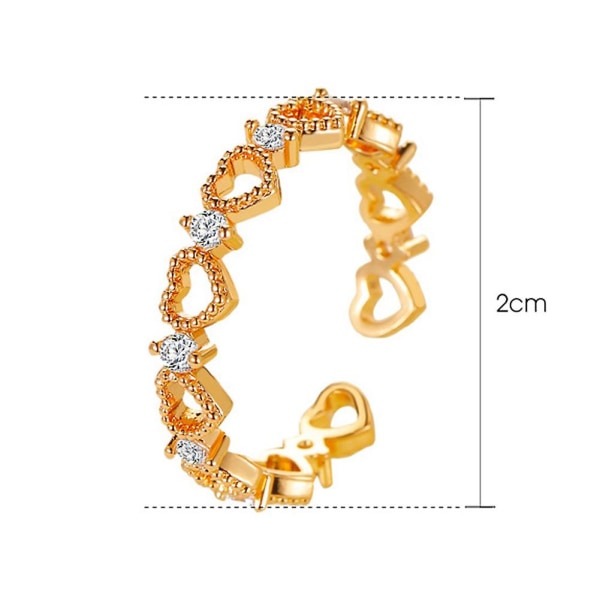Damemote Hollow Out Love-hearted Design Åpningsring Smykker Tilbehør Golden