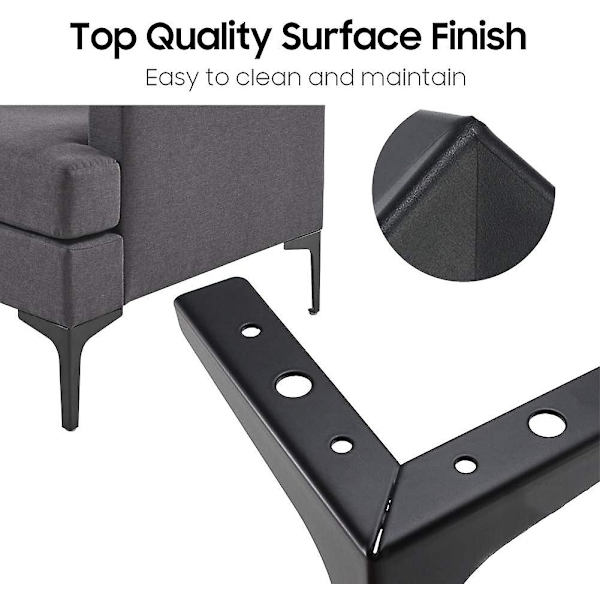 7&quot; / 17,5 cm møbelben, 4 moderne metall-diamanttrekantmøbelføtter Gjør-det-selv-erstatning for skap Skap Sofa Sofa Stol Ottoman