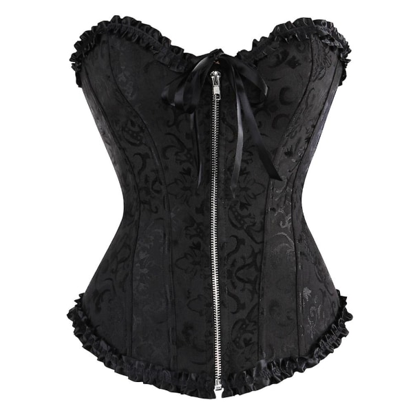 Naisten gootti vetoketjullinen rintapaita plus-kokoinen S-6XL seksikäs korsetti naisille waist trainer korsetti Overbust Brocade korsetti Black XXL