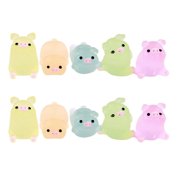 3 X 10 st Piggy Figurine Glow In The Dark Handgjord harts Lysande grisstaty Gör-det- phone case Dekoration Heminredning
